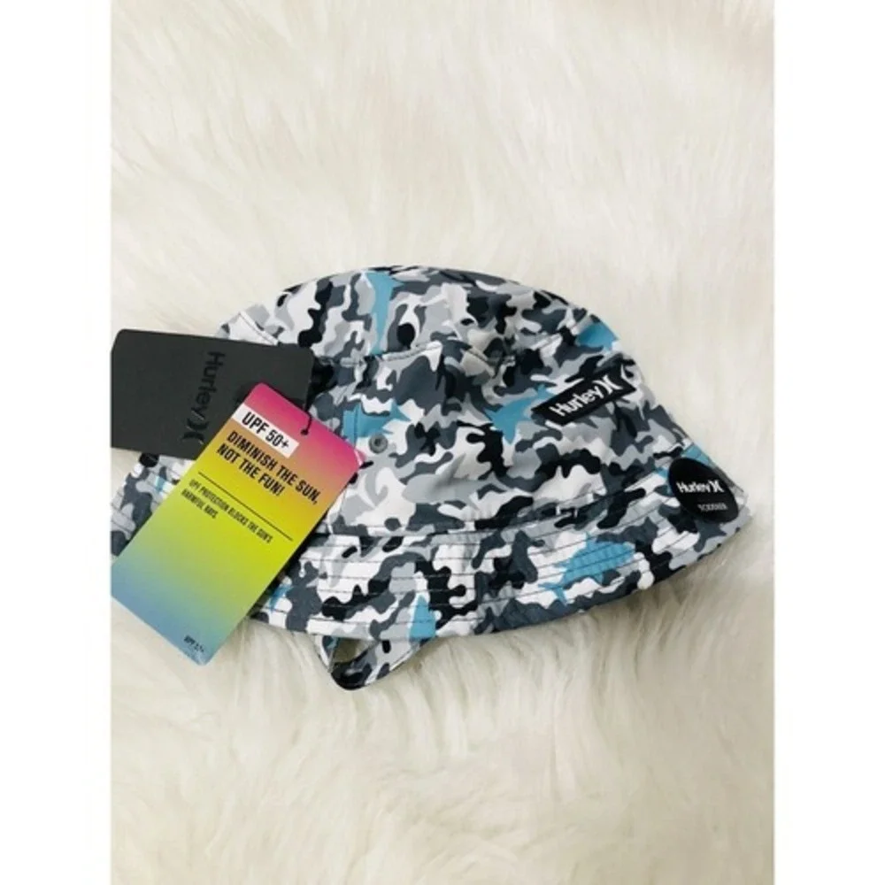 Hurley Toddler Camouflage Bucket Hat Blue Grey White UPF‎ 50+ Sun Protection NEW